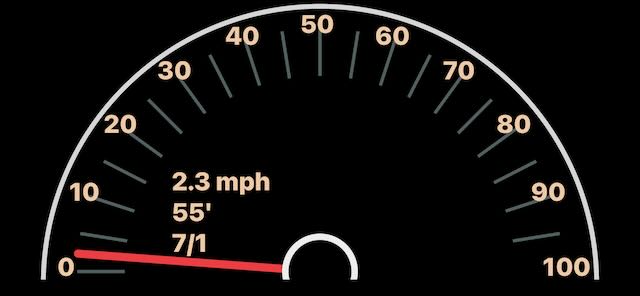 Screenshot of super fancy iPhone speedometer display